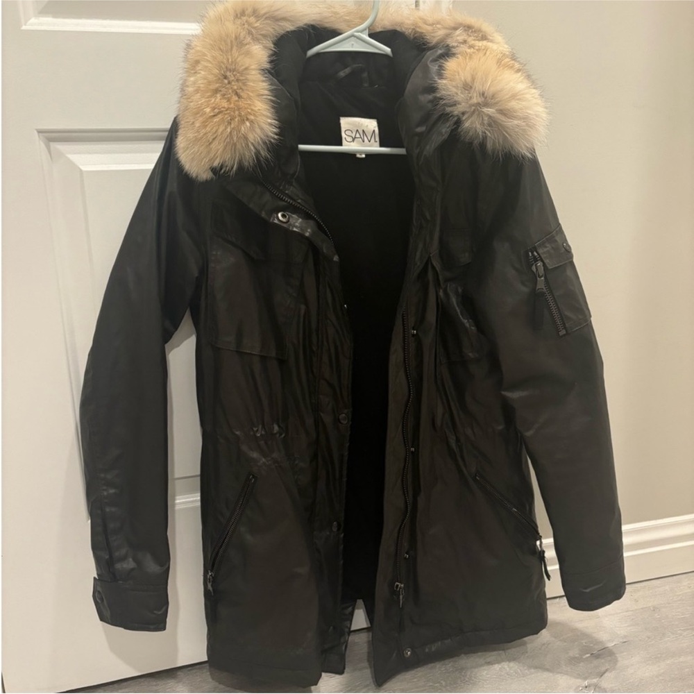 SAM Black Jacket with Fur Trim